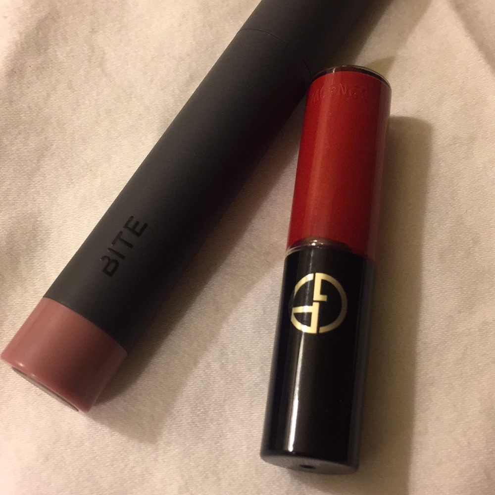 Giorgio Armani lip glass & Bite Beauty lip crayon